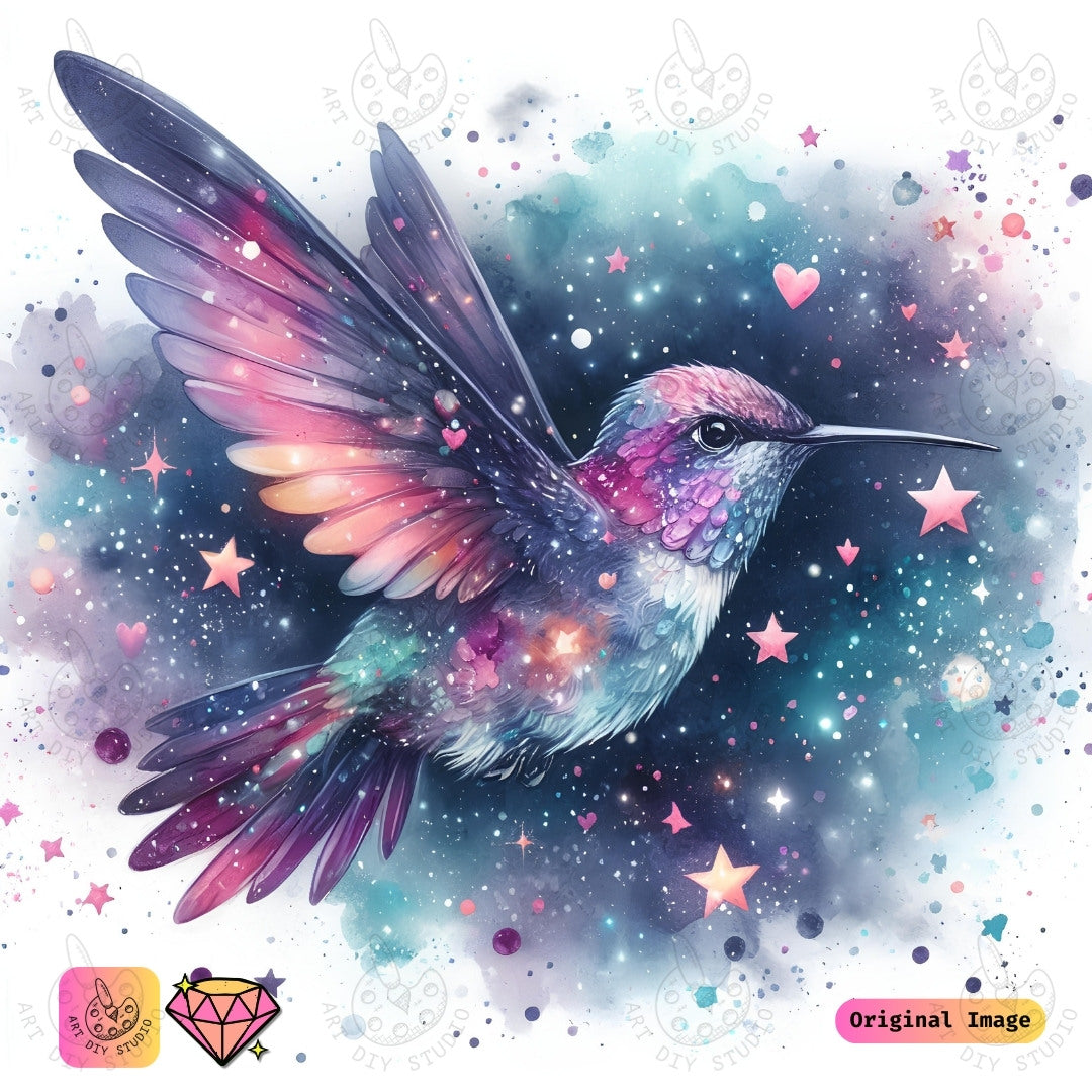 Artdiystudio Starlight Hummingbird Diy Diamond Painting Kit A Cosmic Flight Of Color