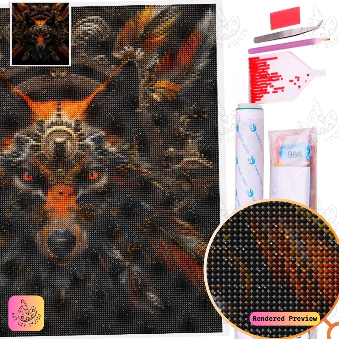 Artdiystudio Steampunk Wolf Blaze Diy Diamond Painting Kit A Fusion Of Fire And Metal 5