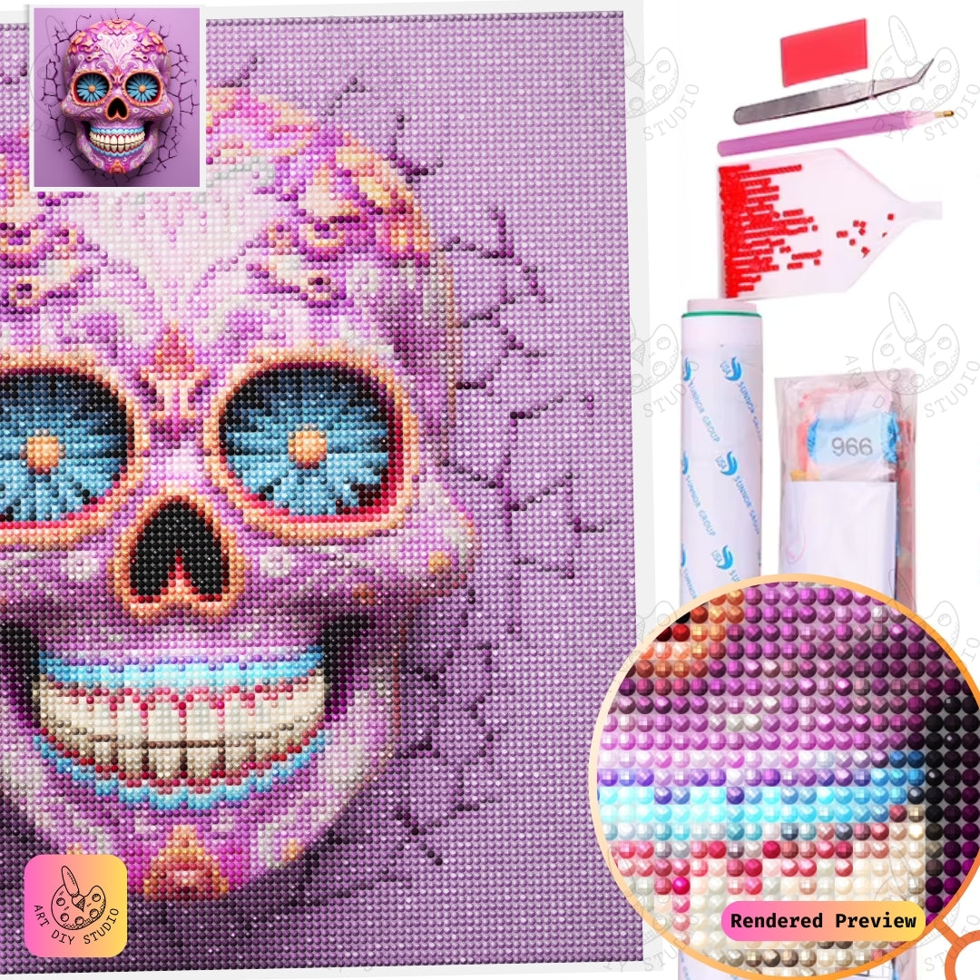 Artdiystudio Sugar Skull Splendor Diy Diamond Painting Kit A Bold Celebration Of Art 5