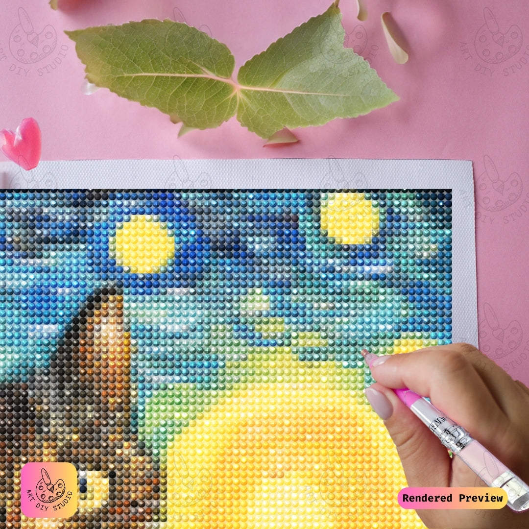 Artdiystudio Sunflower Stare Diy Diamond Painting Kit A Cosmic Feline In Bloom 4