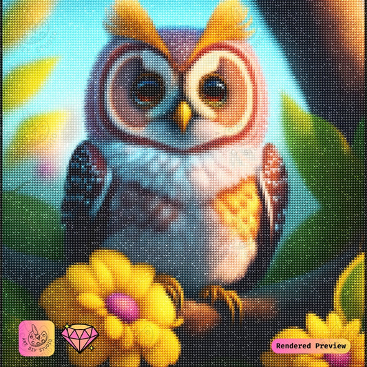 Artdiystudio Sunlit Bloom Owl Diy Diamond Painting Kit A Whimsical Splash Of Color 2