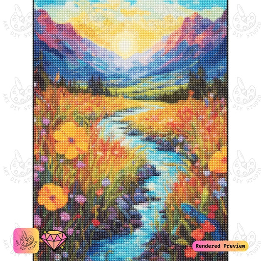 Artdiystudio Sunlit Meadow Bliss Diy Diamond Painting Kit A Tranquil Nature Escape 2
