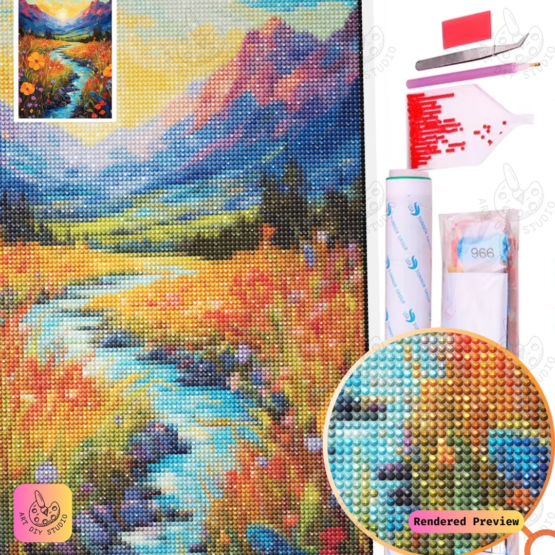 Artdiystudio Sunlit Meadow Bliss Diy Diamond Painting Kit A Tranquil Nature Escape 5