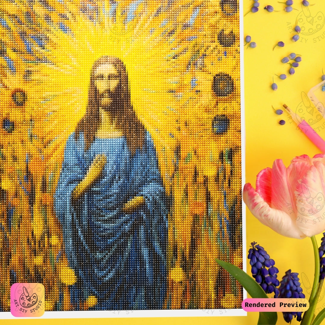 Artdiystudio Sunlit Savior Grace Diy Diamond Painting Kit A Radiant Tribute To Faith 3