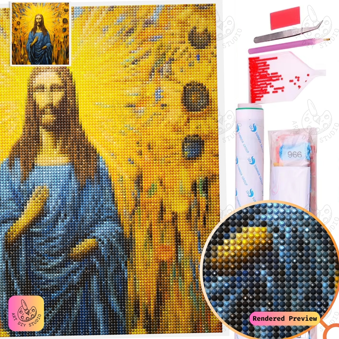 Artdiystudio Sunlit Savior Grace Diy Diamond Painting Kit A Radiant Tribute To Faith 5