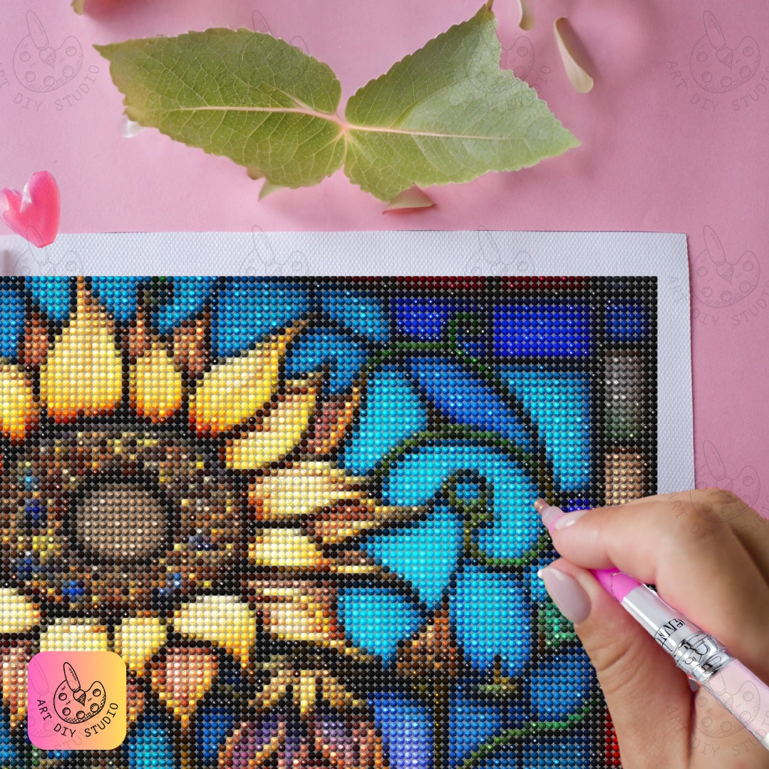 Artdiystudio Sunlit Stained Glass Garden Diy Diamond Painting Kit A Timeless Floral Masterpiece 5