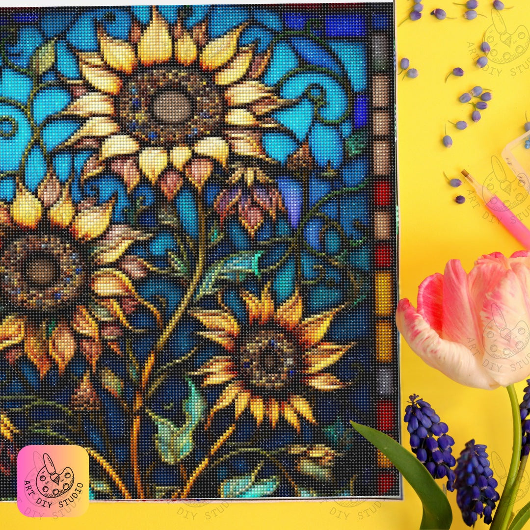 Artdiystudio Sunlit Stained Glass Garden Diy Diamond Painting Kit A Timeless Floral Masterpiece 6