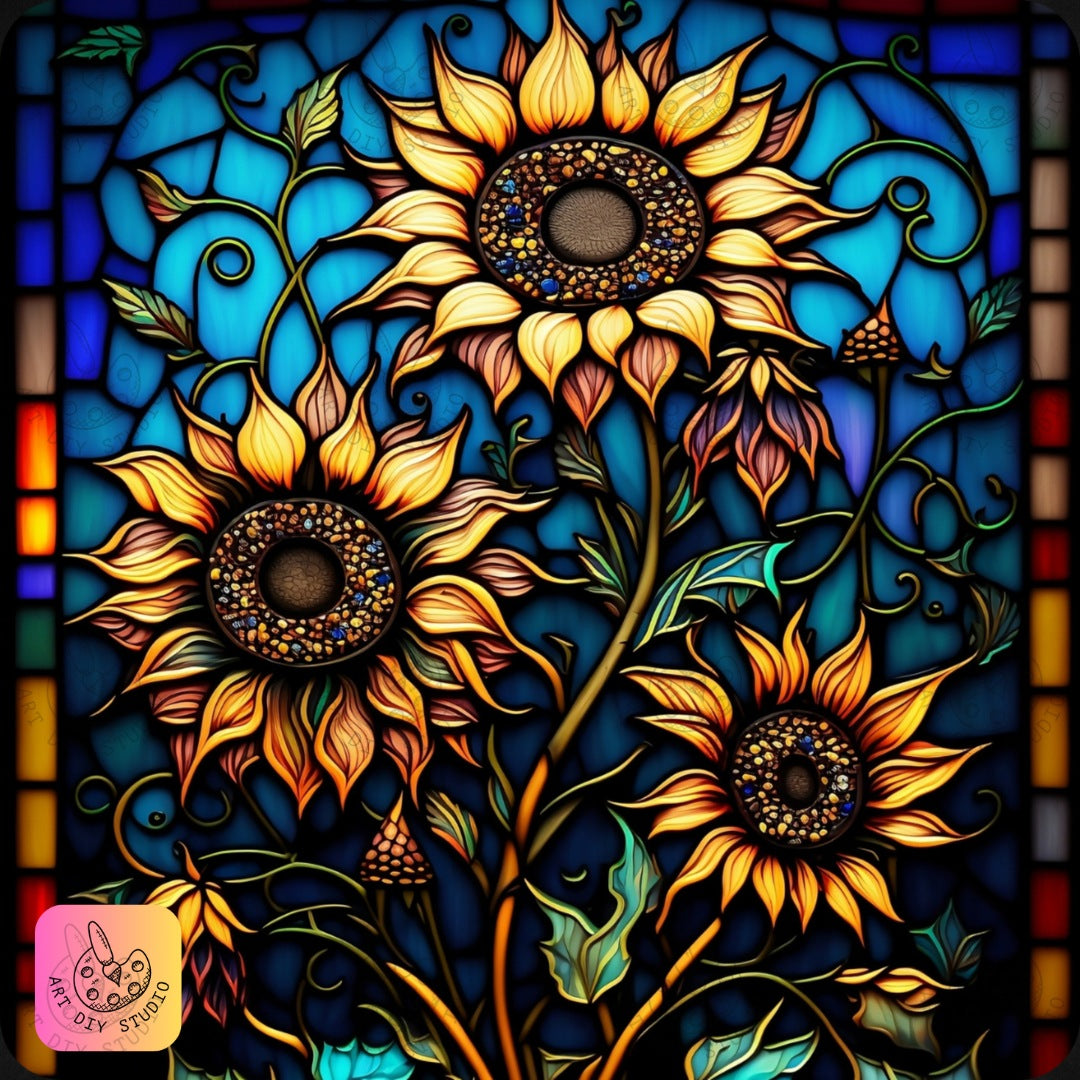 Artdiystudio Sunlit Stained Glass Garden Diy Diamond Painting Kit A Timeless Floral Masterpiece 8