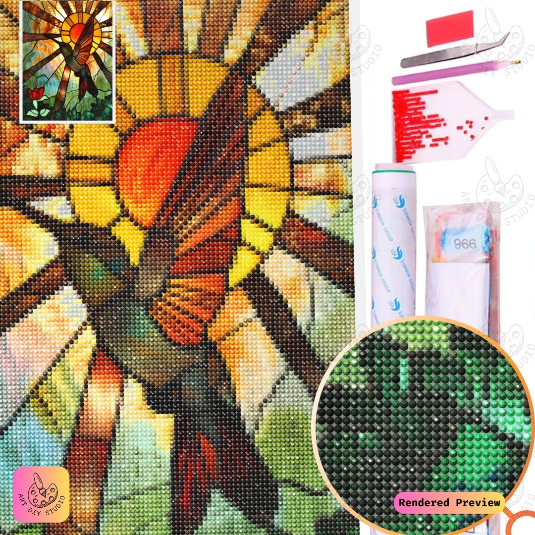 Artdiystudio Sunrise Hummingbird Diy Diamond Painting Kit A Burst Of Color And Light 5