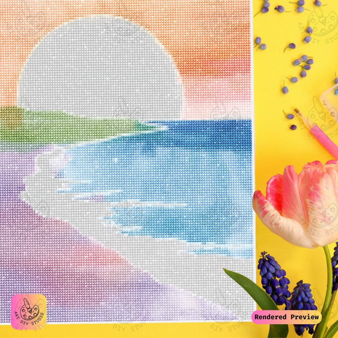 Artdiystudio Sunset Shores Escape Diy Diamond Painting Kit A Tranquil Seaside Journey 3