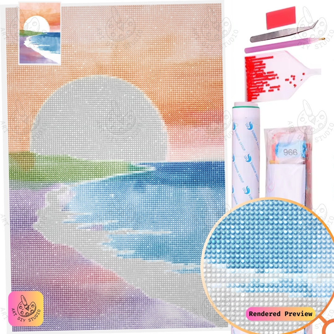 Artdiystudio Sunset Shores Escape Diy Diamond Painting Kit A Tranquil Seaside Journey 5