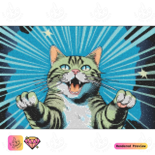 Artdiystudio Super Cat Power Diy Diamond Painting Kit Unleash The Feline Hero 2