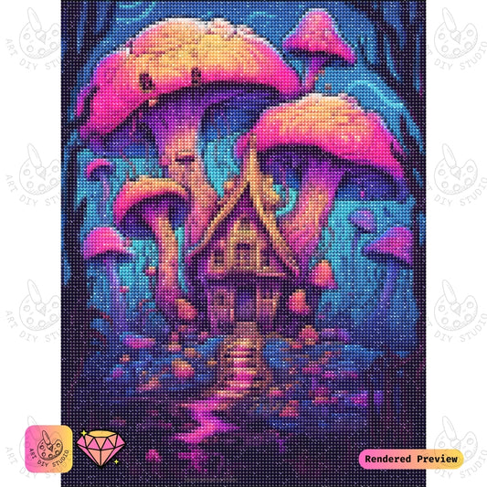 Artdiystudio Surreal Mushroom Hideaway Diy Diamond Painting Kit A Whimsical Dreamscape In Art 2