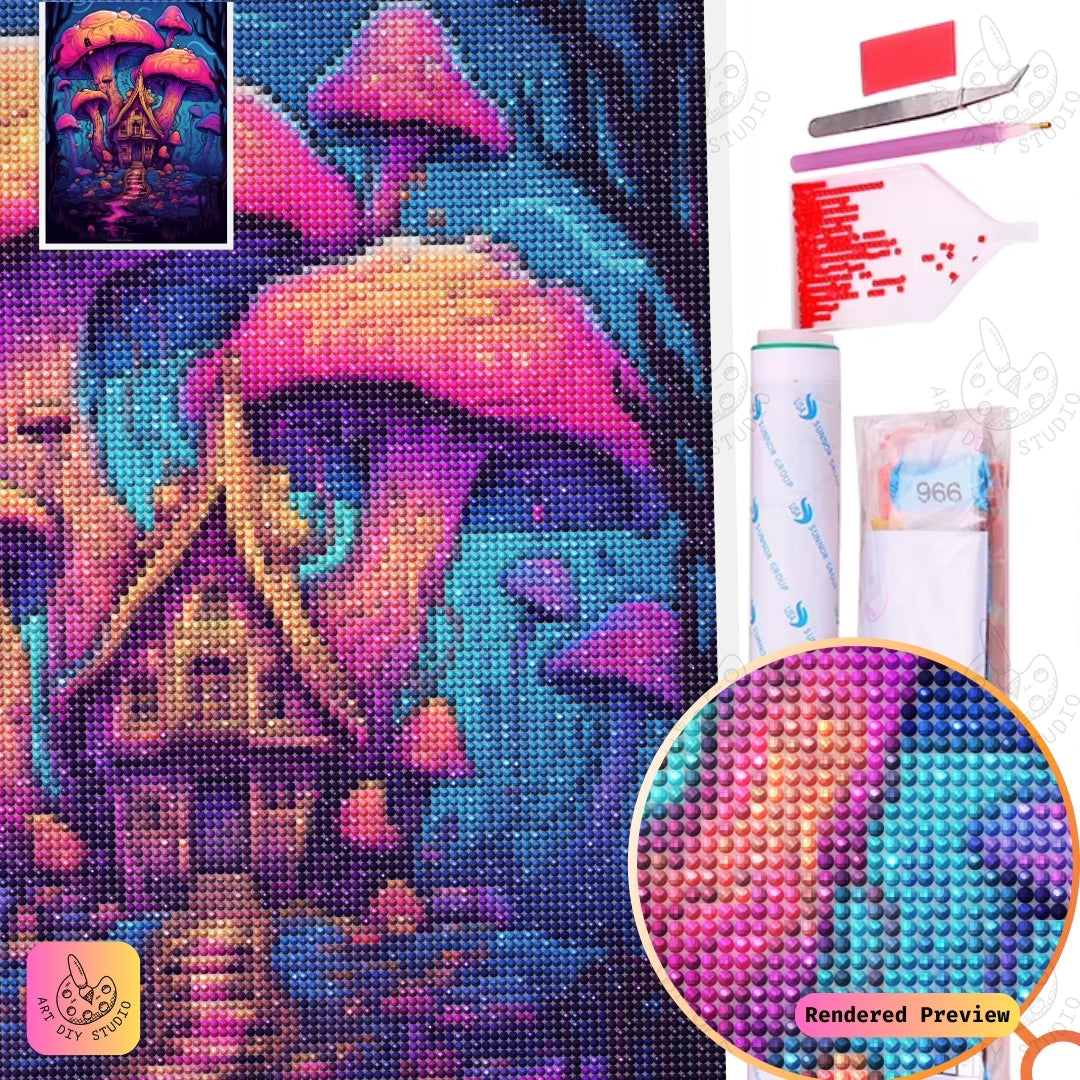 Artdiystudio Surreal Mushroom Hideaway Diy Diamond Painting Kit A Whimsical Dreamscape In Art 5