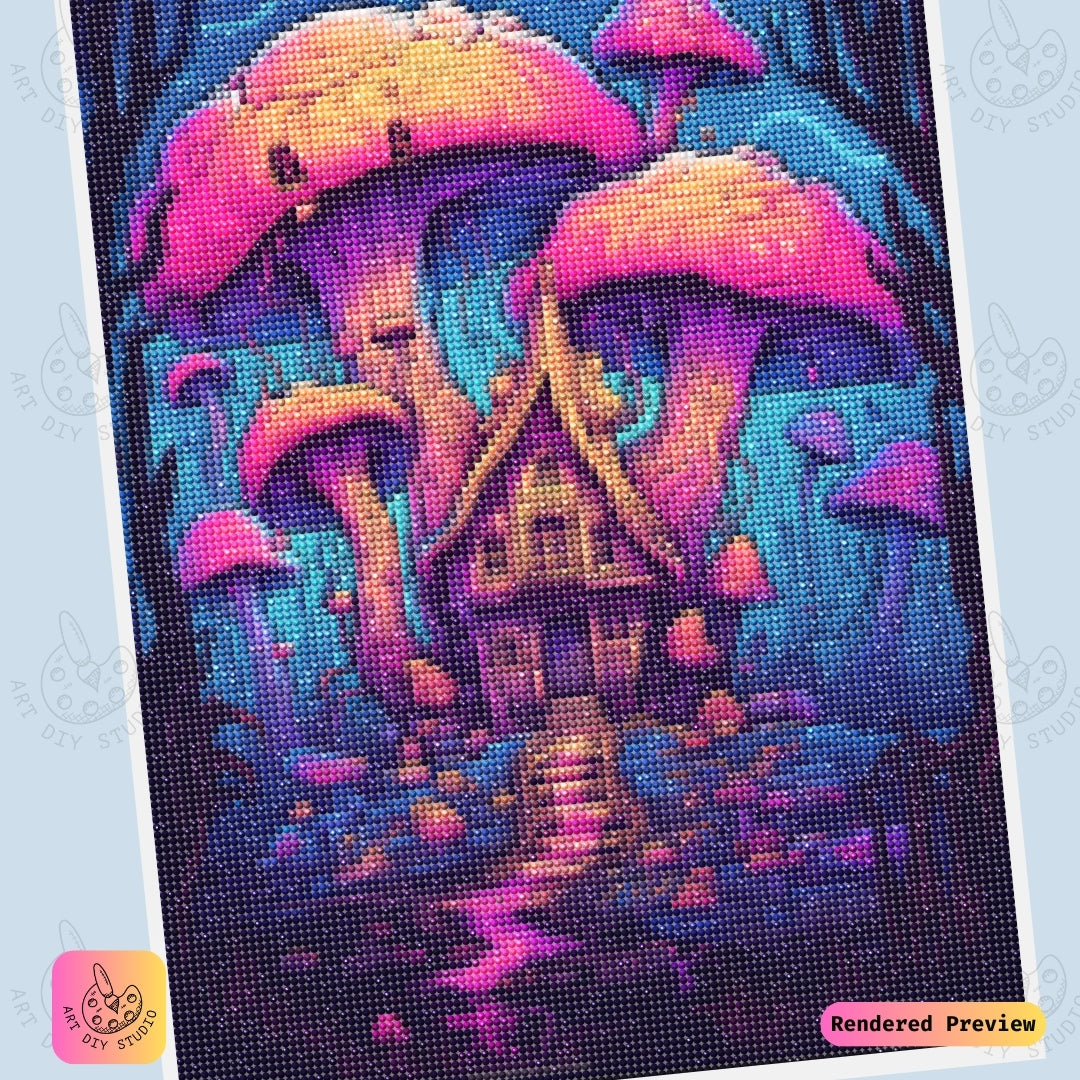 Artdiystudio Surreal Mushroom Hideaway Diy Diamond Painting Kit A Whimsical Dreamscape In Art 6
