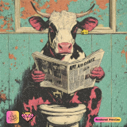 Artdiystudio The Cows Morning News Diy Diamond Painting Kit Quirky Farm Art 2