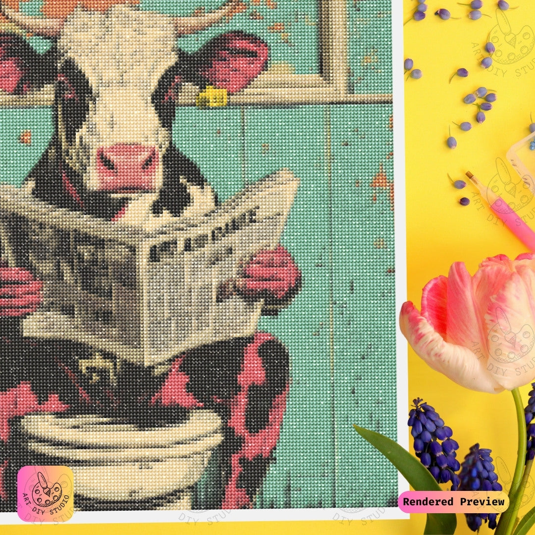 Artdiystudio The Cows Morning News Diy Diamond Painting Kit Quirky Farm Art 3