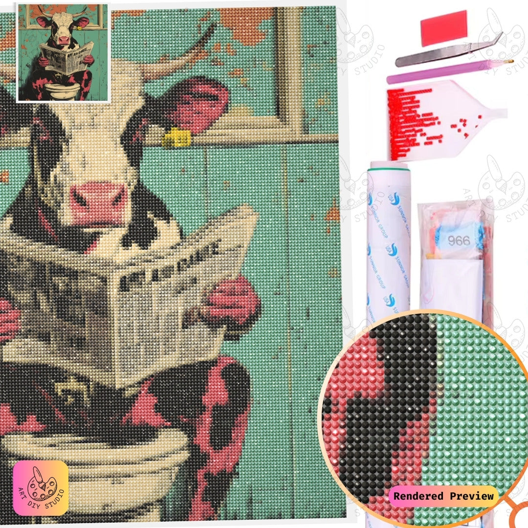 Artdiystudio The Cows Morning News Diy Diamond Painting Kit Quirky Farm Art 5