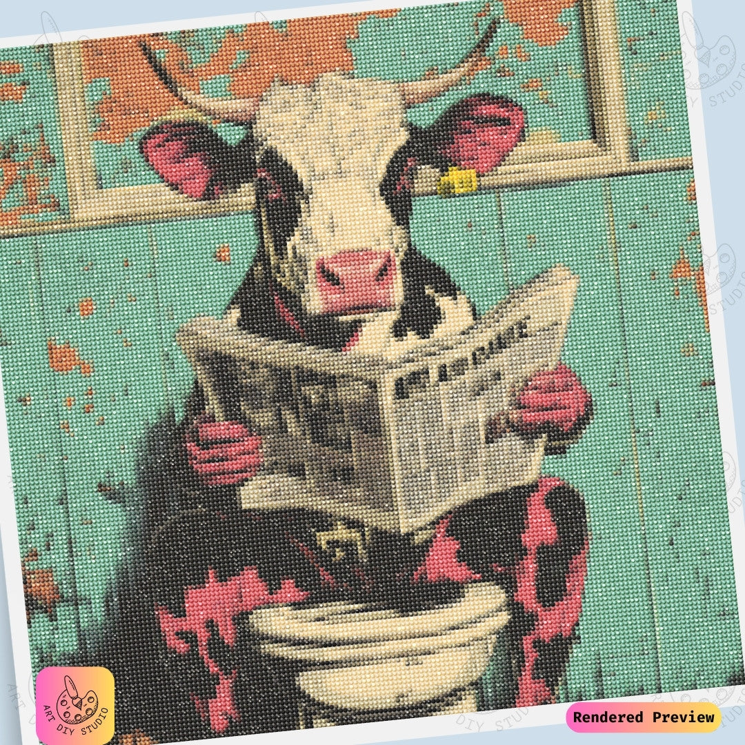 Artdiystudio The Cows Morning News Diy Diamond Painting Kit Quirky Farm Art 6