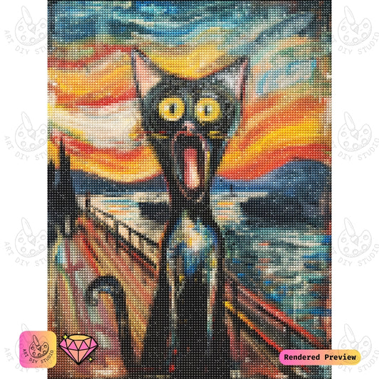 Artdiystudio The Scream Of Paws Diy Diamond Painting Kit A Cats Bold Expression In The Twilight 2