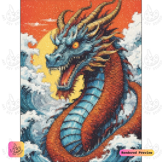 Artdiystudio Tidal Flame Warden Diy Diamond Painting Kit A Mythical Aquatic Vision 2