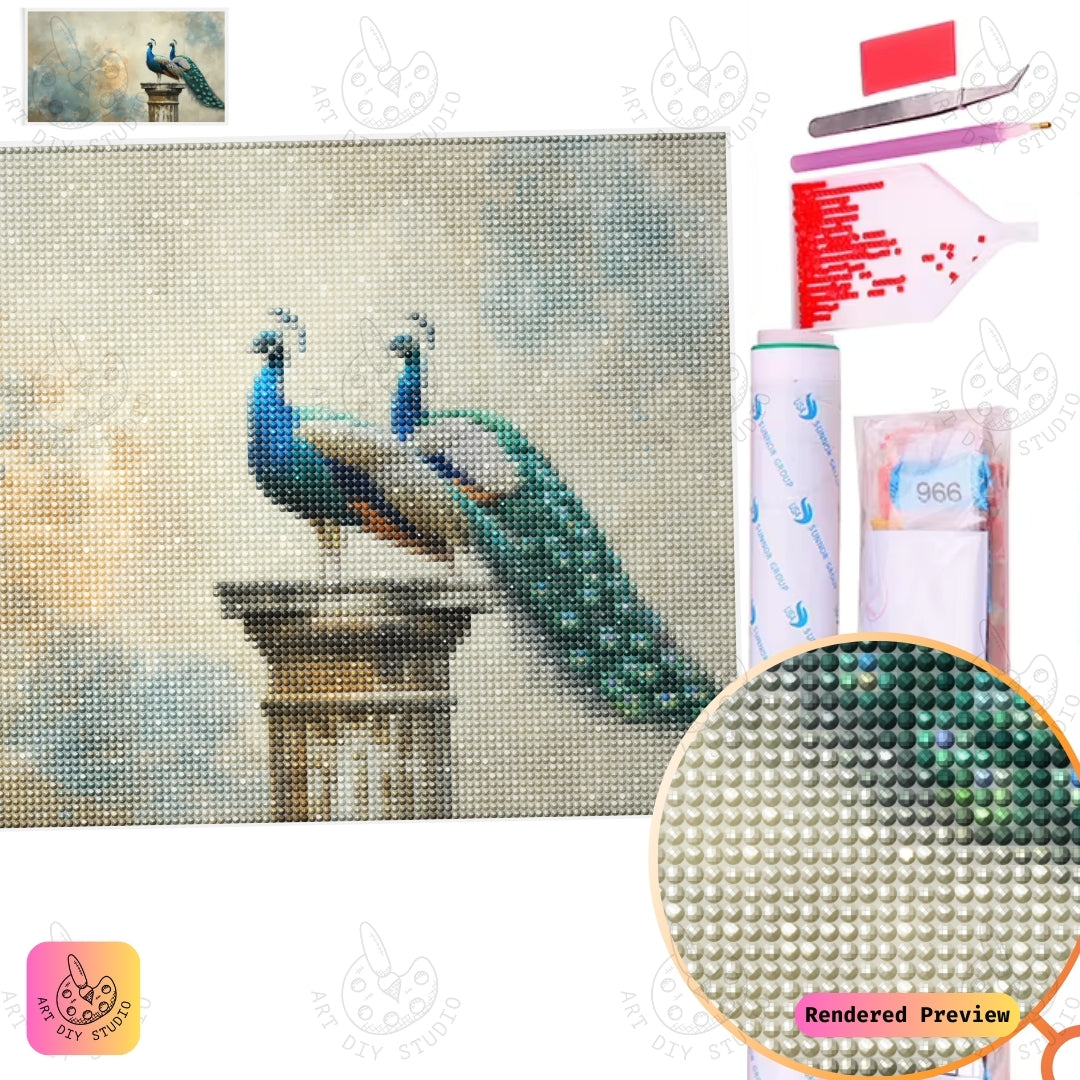 Artdiystudio Timeless Peacock Duo Diy Diamond Painting Kit A Graceful Touch Of Beauty 2
