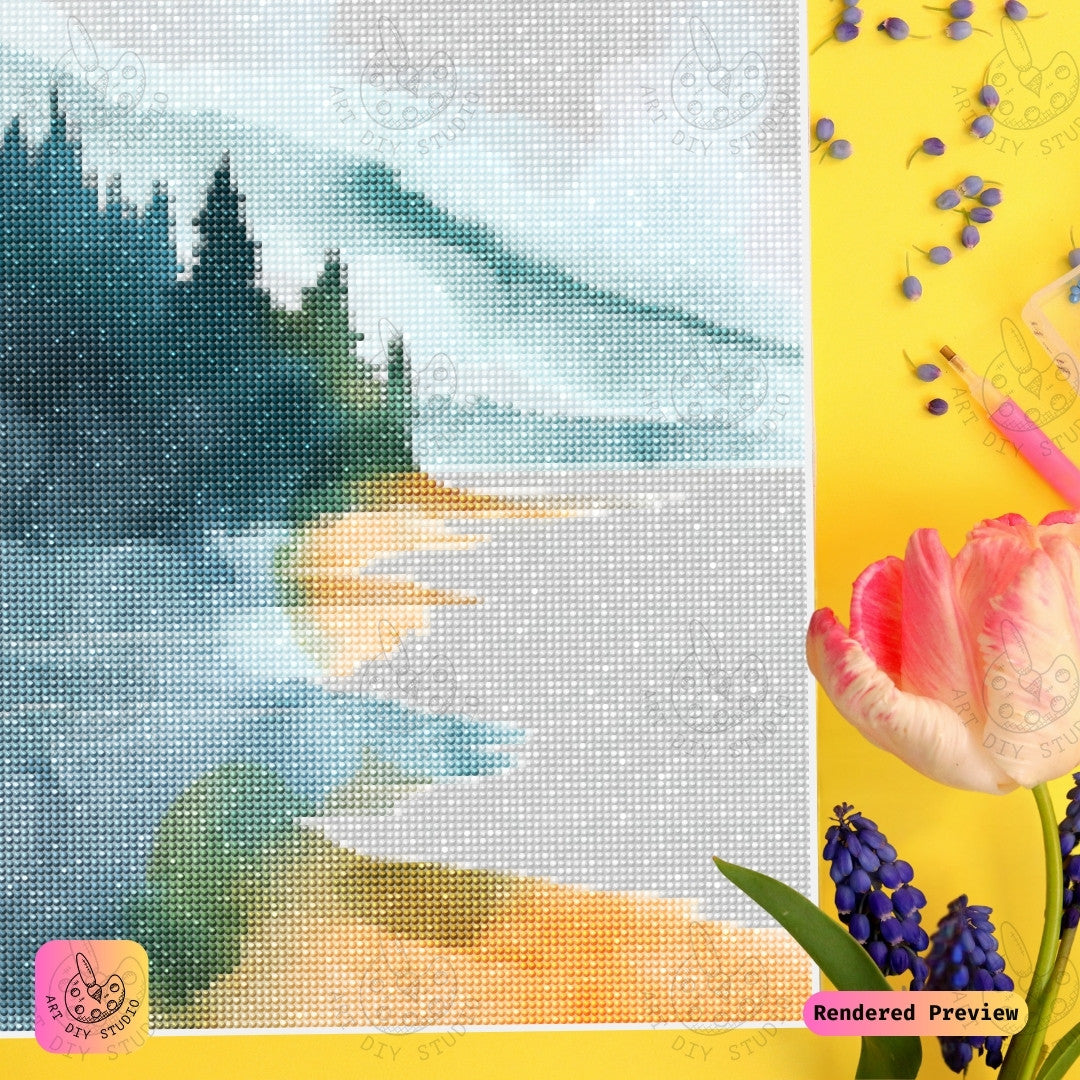 Artdiystudio Tranquil Reflections Diy Diamond Painting Kit A Serene Escape Into Nature 3