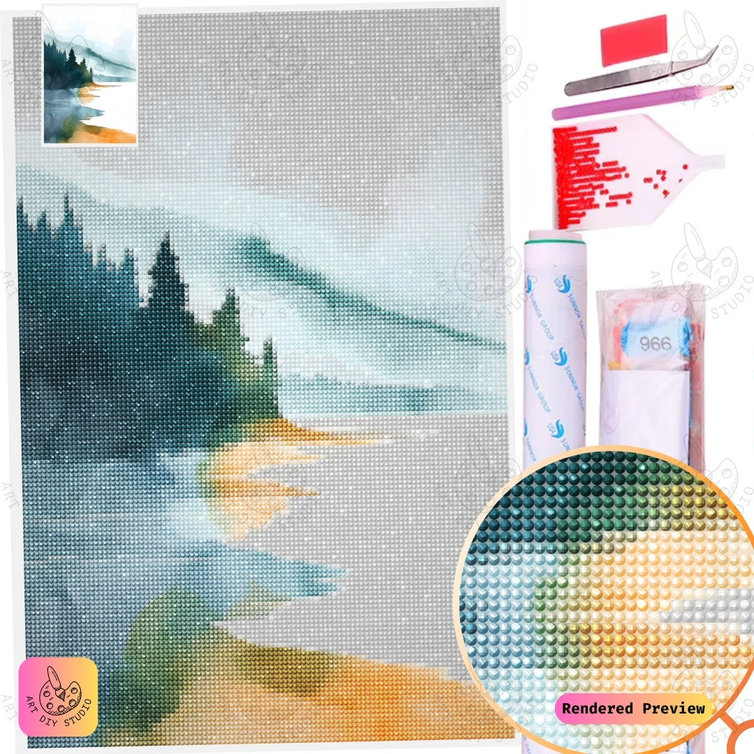 Artdiystudio Tranquil Reflections Diy Diamond Painting Kit A Serene Escape Into Nature 5