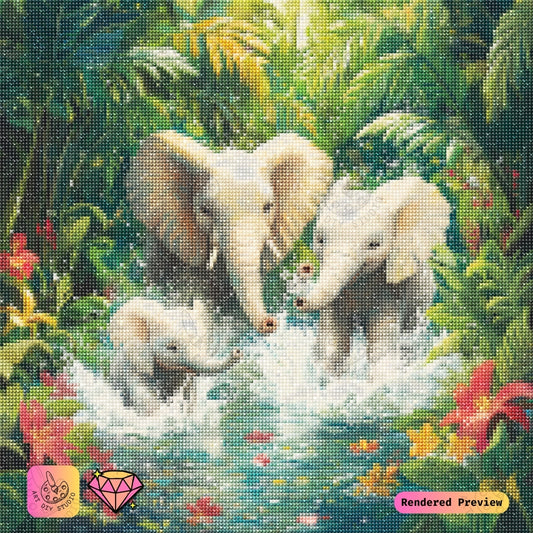 Artdiystudio Tropical Elephant Splash Diy Diamond Painting Kit A Joyful Bond In Art 2