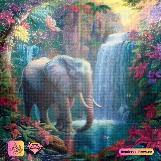 Artdiystudio Tropical Oasis Elephant Diy Diamond Painting Kit A Serene Beauty In Art 2