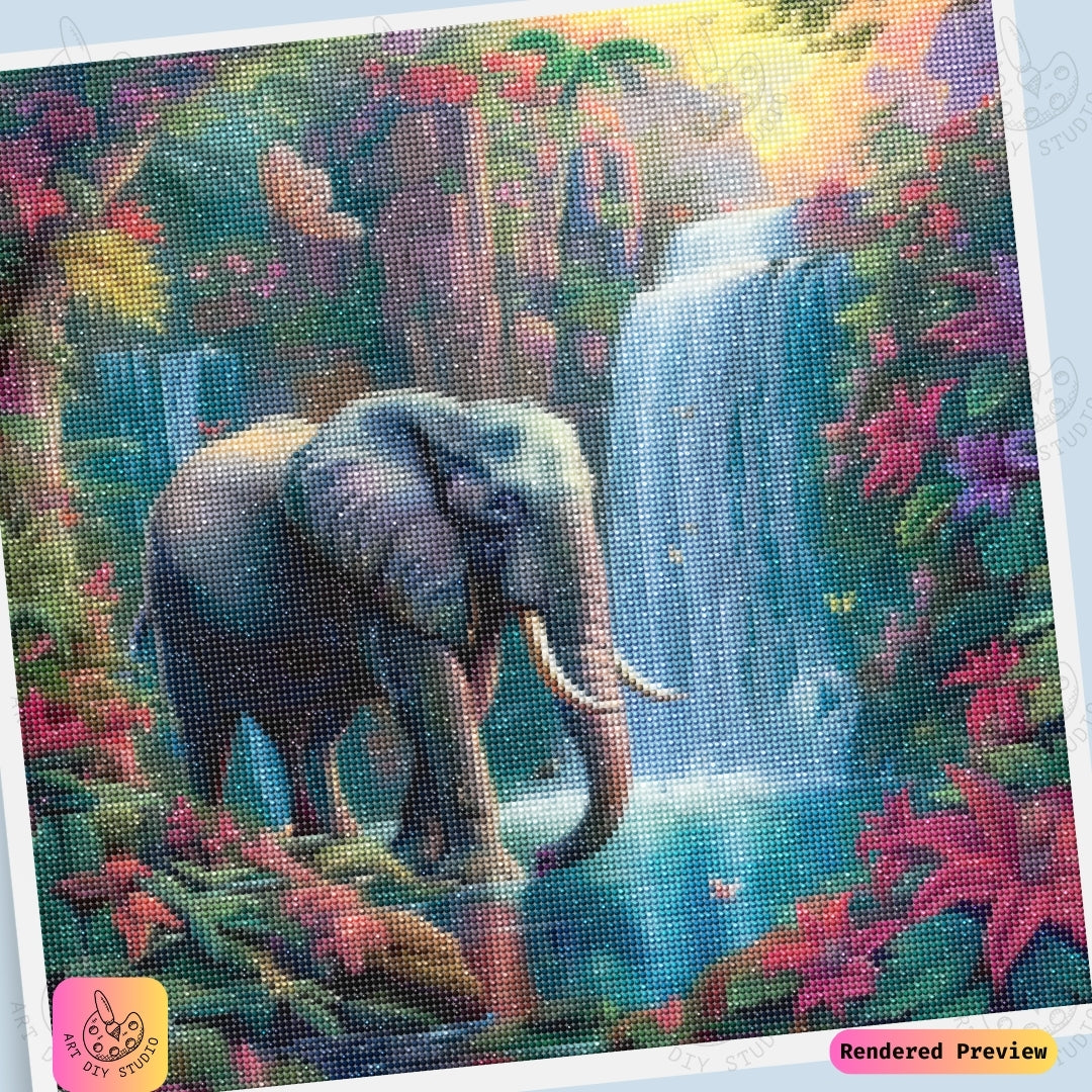 Artdiystudio Tropical Oasis Elephant Diy Diamond Painting Kit A Serene Beauty In Art 6