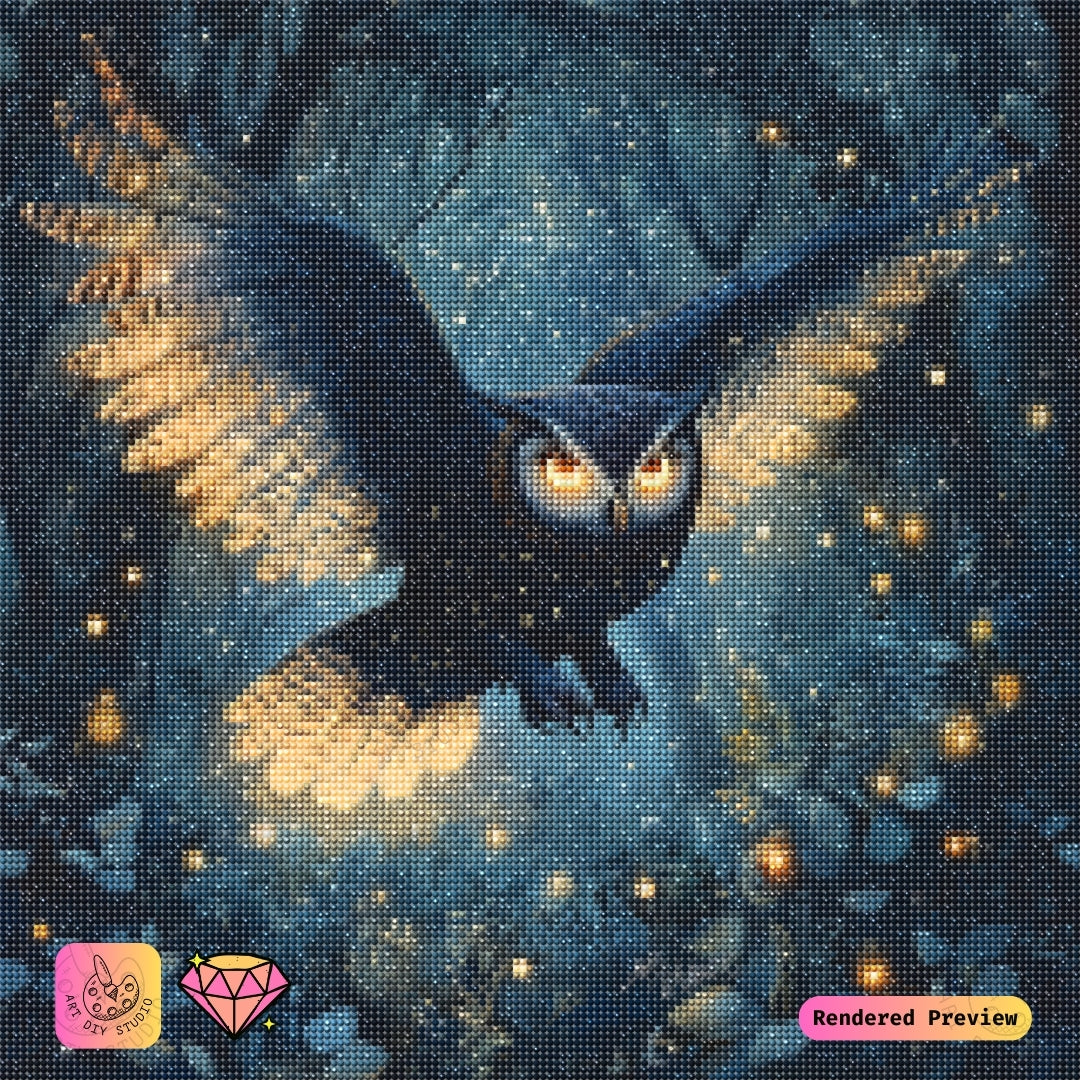 Artdiystudio Twilight Dancer Owl Diy Diamond Painting Kit A Mystical Forest In Motion 2