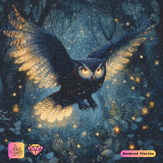 Artdiystudio Twilight Dancer Owl Diy Diamond Painting Kit A Mystical Forest In Motion 2