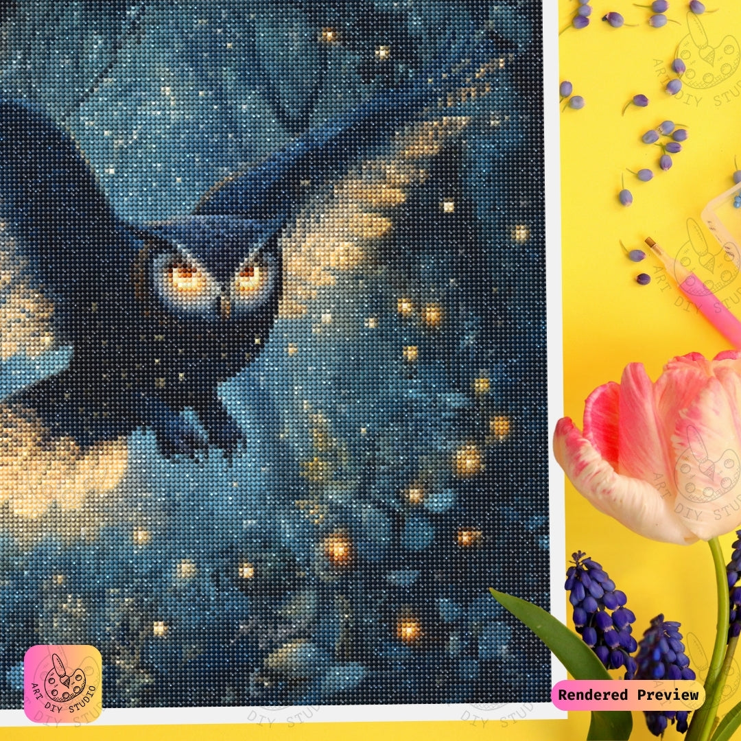Artdiystudio Twilight Dancer Owl Diy Diamond Painting Kit A Mystical Forest In Motion 3