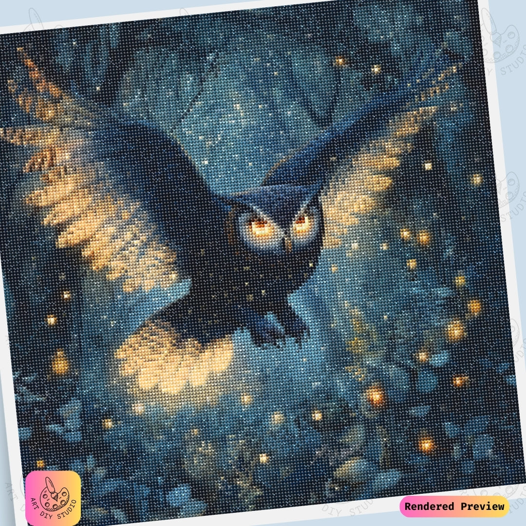 Artdiystudio Twilight Dancer Owl Diy Diamond Painting Kit A Mystical Forest In Motion 6
