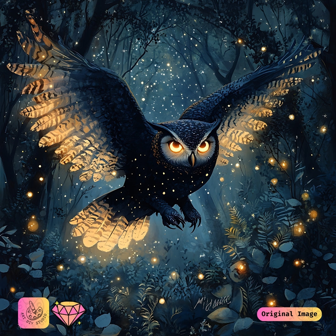 Artdiystudio Twilight Dancer Owl Diy Diamond Painting Kit A Mystical Forest In Motion