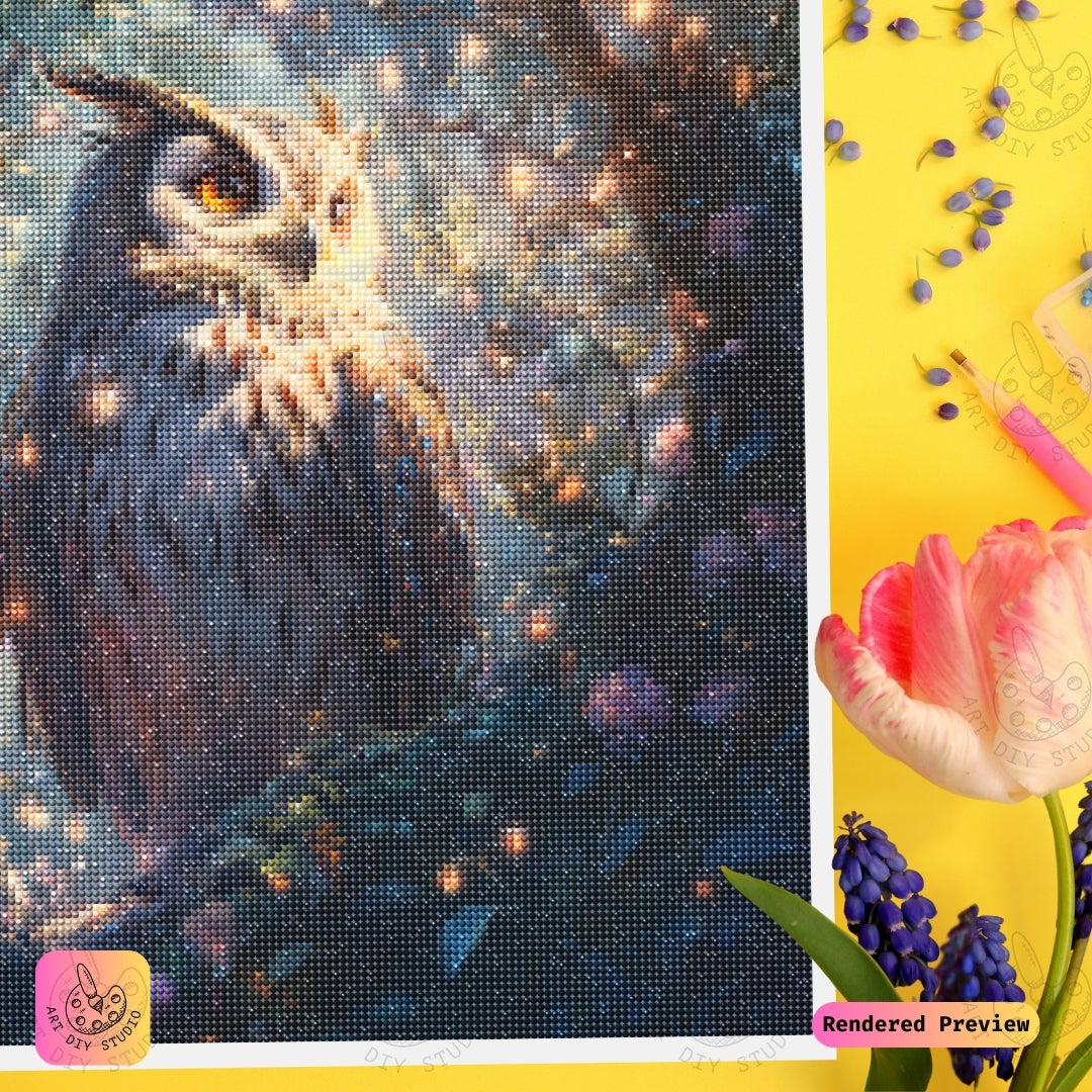 Artdiystudio Twilight Majesty Owl Diy Diamond Painting Kit A Regal Forest Glow 3
