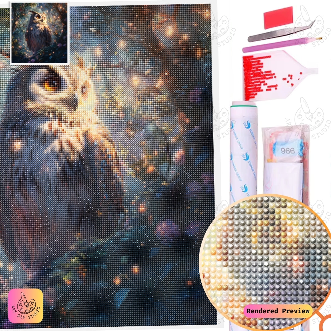Artdiystudio Twilight Majesty Owl Diy Diamond Painting Kit A Regal Forest Glow 5