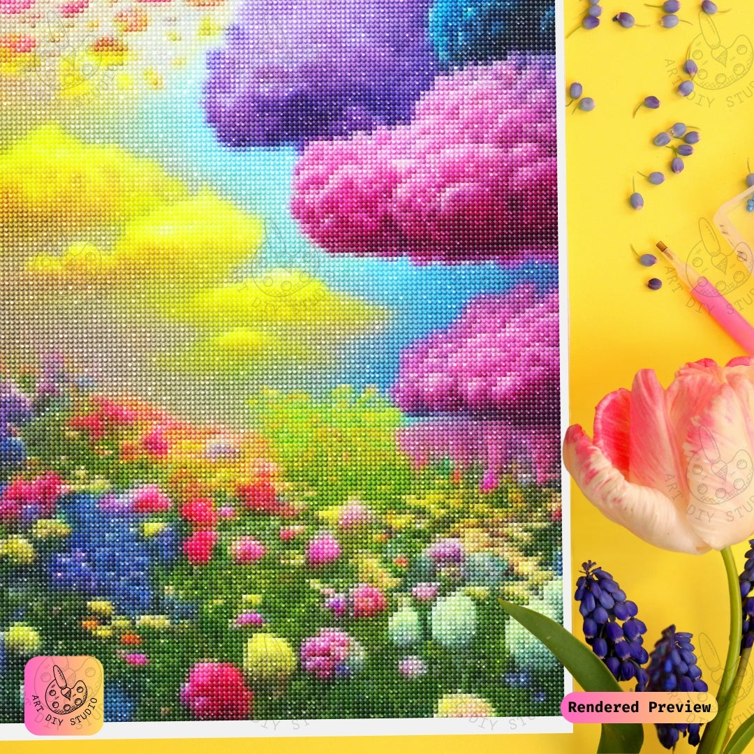 Artdiystudio Vibrant Cloudscape Garden Diy Diamond Painting Kit A Magical World Of Color 3