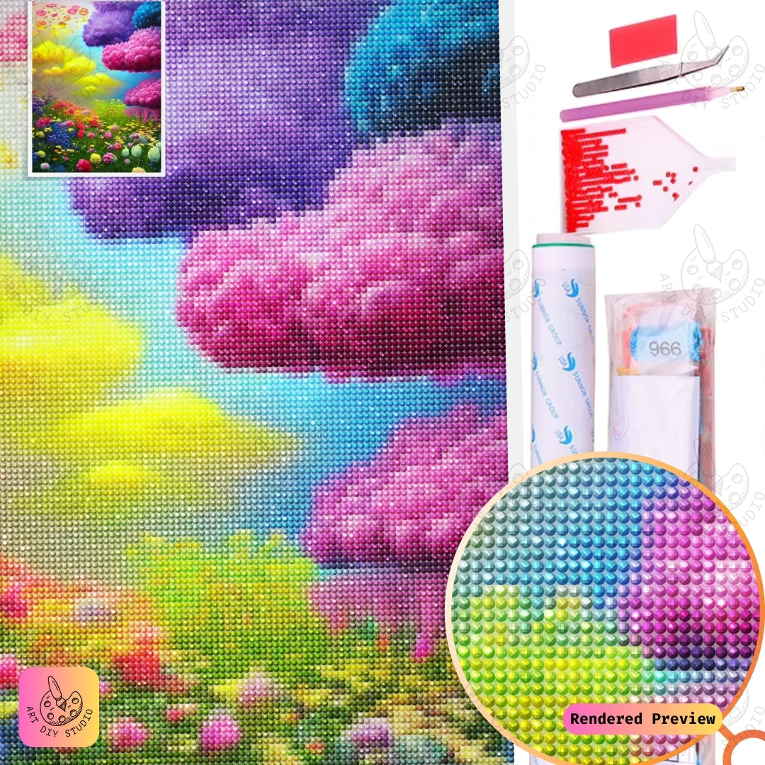 Artdiystudio Vibrant Cloudscape Garden Diy Diamond Painting Kit A Magical World Of Color 5
