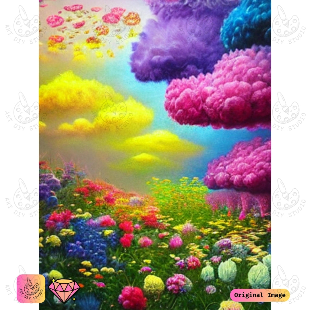 Artdiystudio Vibrant Cloudscape Garden Diy Diamond Painting Kit A Magical World Of Color