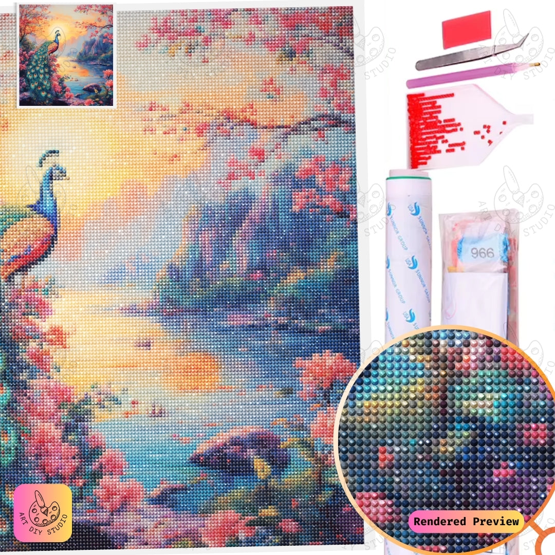Artdiystudio Vibrant Peacock Serenity Diy Diamond Painting Kit Craft A Masterpiece Of Peace And Beauty 2