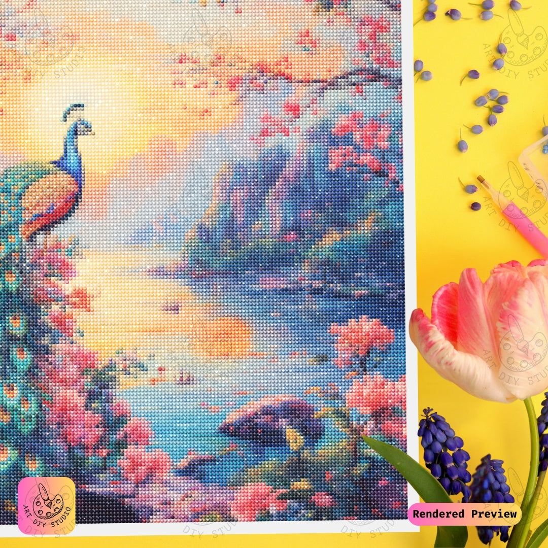 Artdiystudio Vibrant Peacock Serenity Diy Diamond Painting Kit Craft A Masterpiece Of Peace And Beauty 4