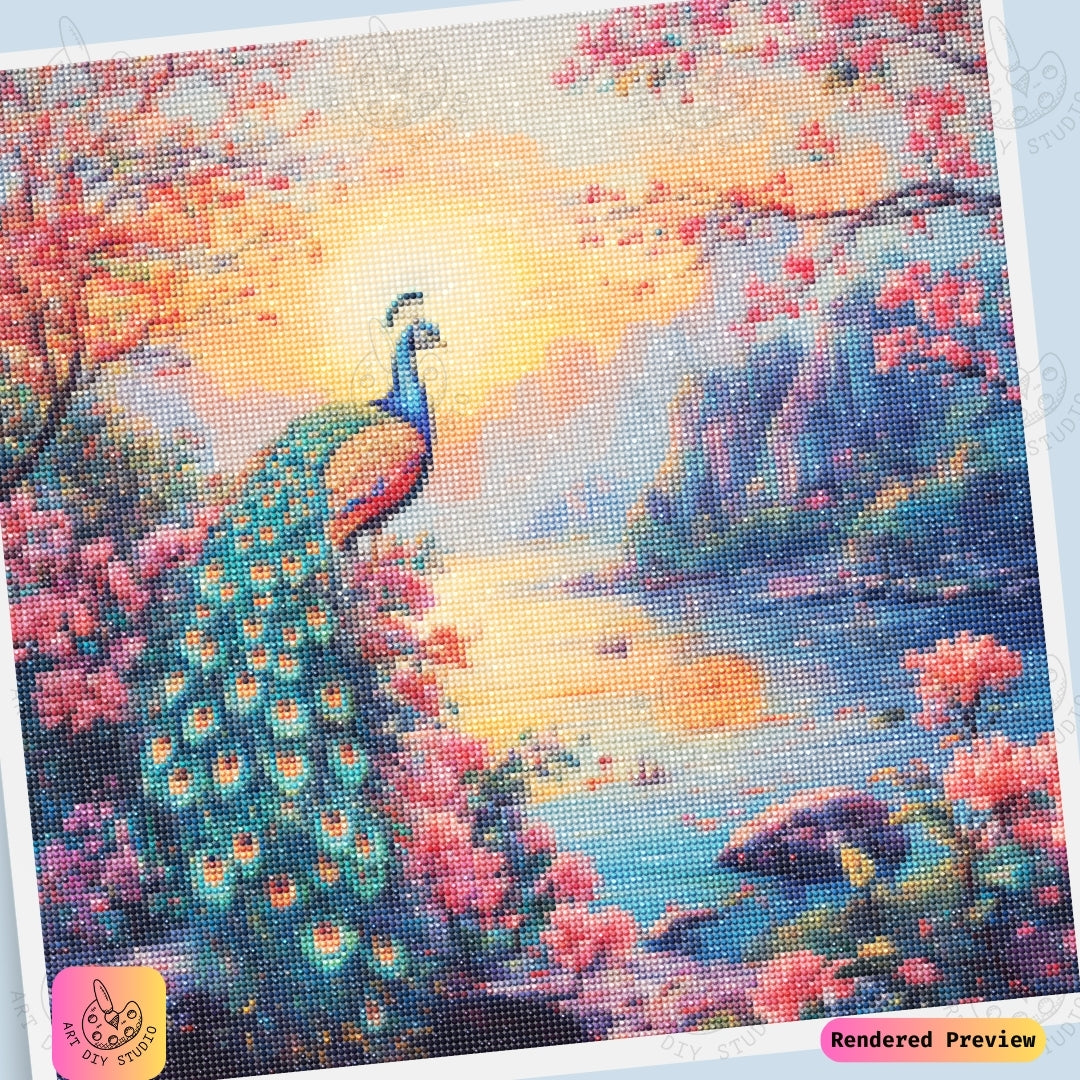 Artdiystudio Vibrant Peacock Serenity Diy Diamond Painting Kit Craft A Masterpiece Of Peace And Beauty