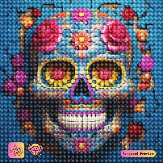 Artdiystudio Vibrant Sugar Skull Diy Diamond Painting Kit A Celebration Of Tradition And Color 2