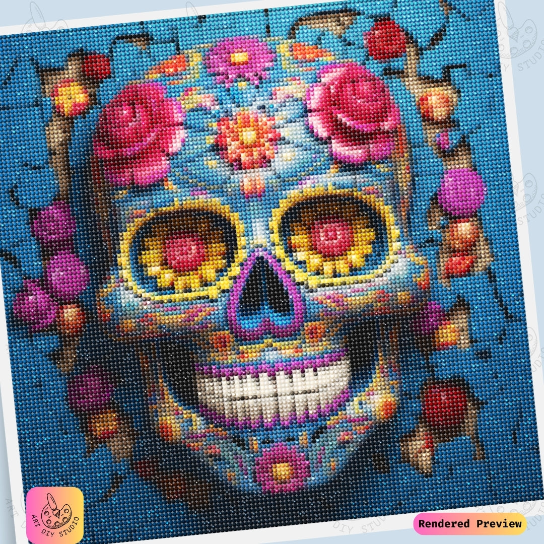 Artdiystudio Vibrant Sugar Skull Diy Diamond Painting Kit A Celebration Of Tradition And Color 6