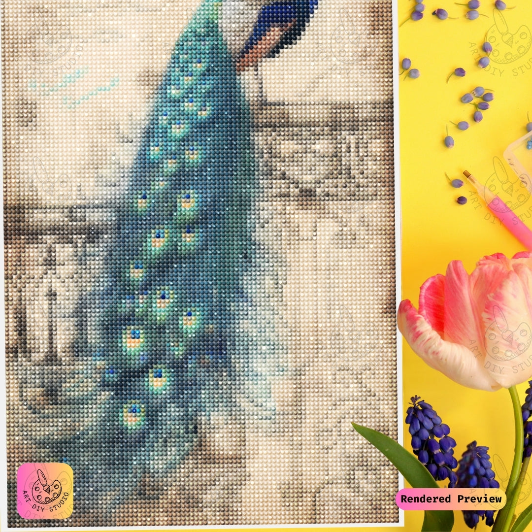 Artdiystudio Vintage Peacock Elegance Diy Diamond Painting Kit A Classic Masterpiece Of Timeless Beauty 4