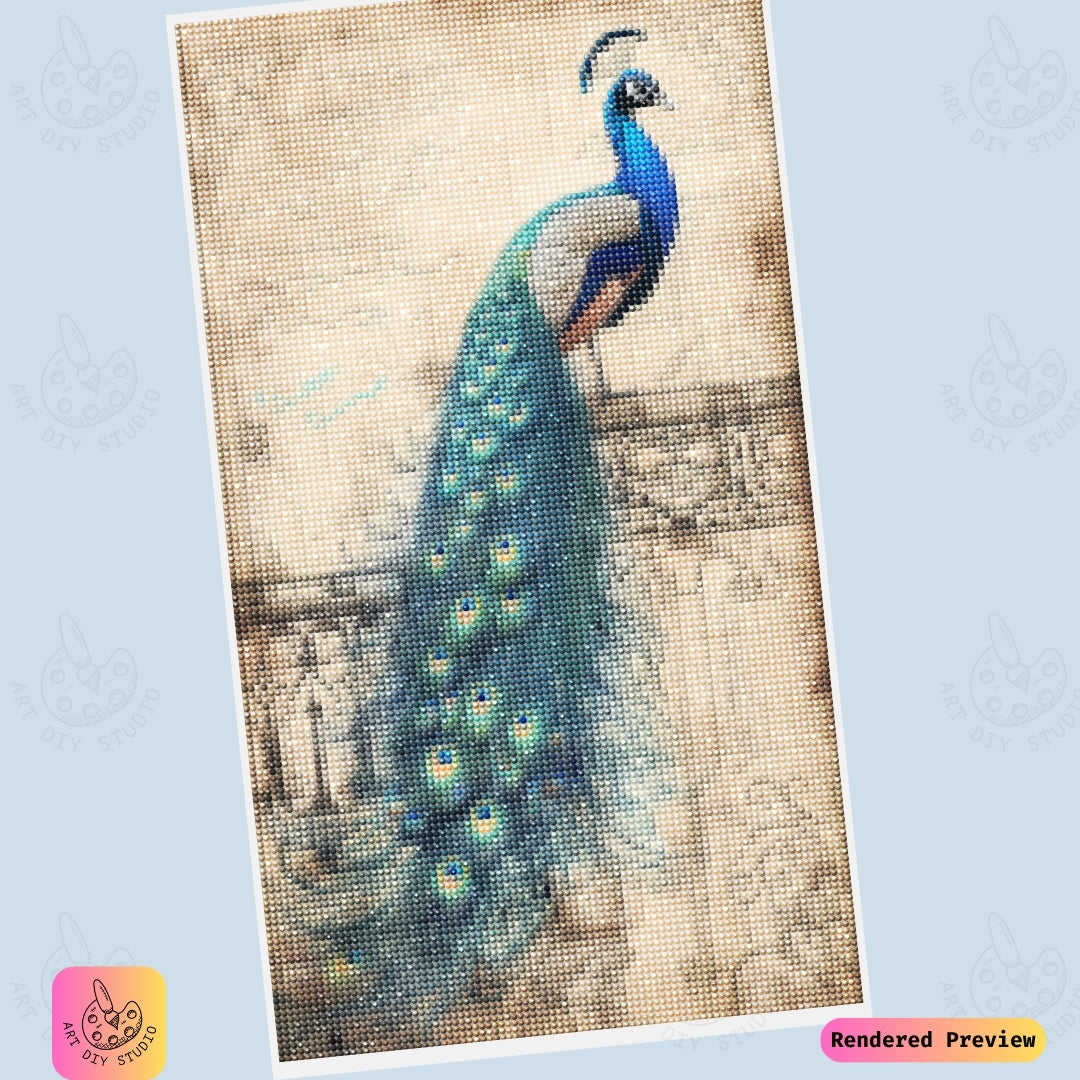 Artdiystudio Vintage Peacock Elegance Diy Diamond Painting Kit A Classic Masterpiece Of Timeless Beauty
