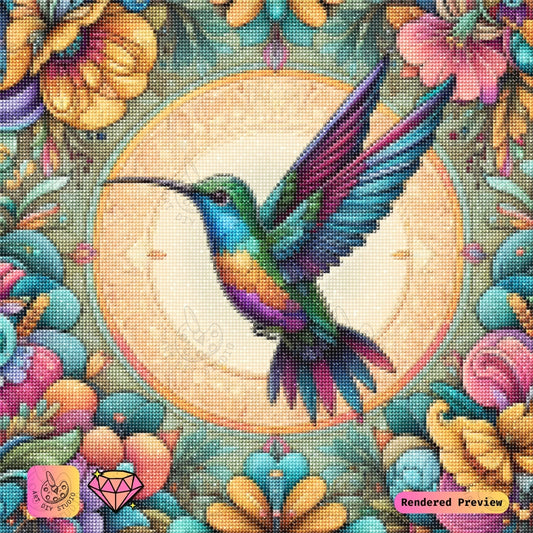 Artdiystudio Vivid Hummingbird Flight Diy Diamond Painting Kit A Burst Of Color In Motion 2