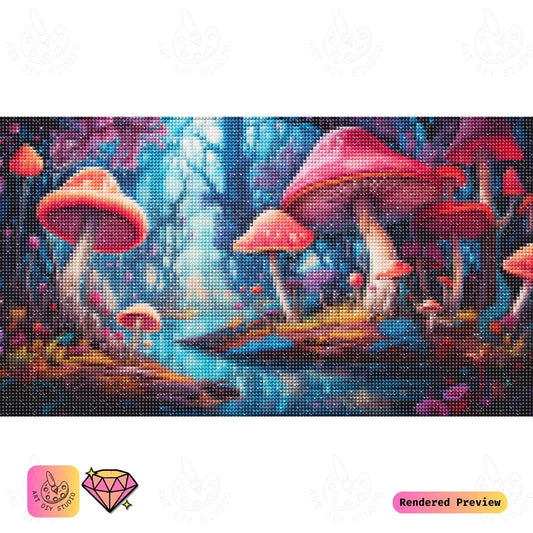 Artdiystudio Vivid Mushroom Reflections Diy Diamond Painting Kit A Magical Forest Escape 2